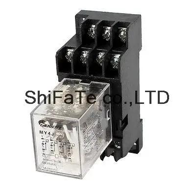 MY4J DC12V Coil 4PDT 14 Pins Power Relay w Plastic Base