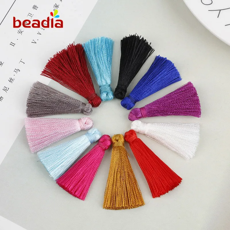 60pcs/lot 35mm Random Mixed Cotton Silk Tassels Earrings Charm Pendant Satin for DIY Jewelry Making Findings Materials | Украшения и