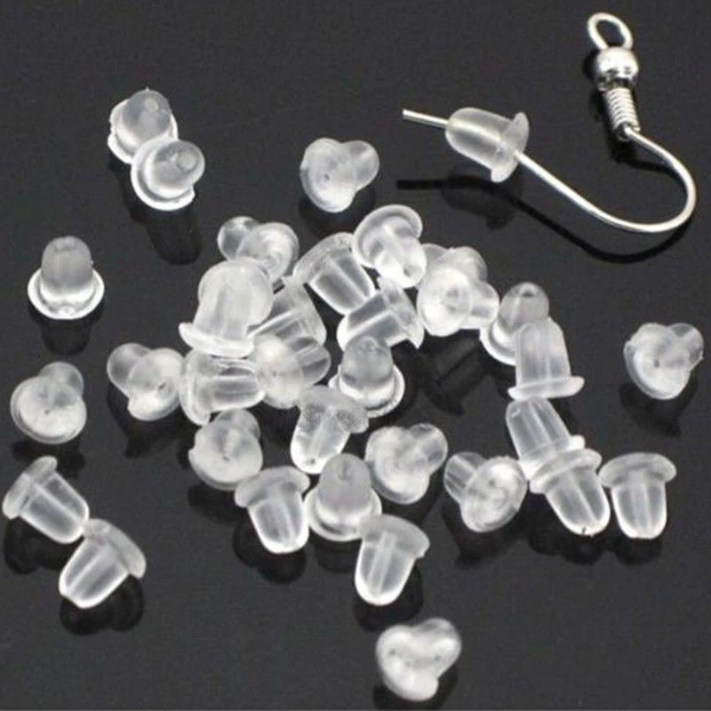500PCS 4mm Silicone Rubber Earring Back Plugs Stoppers Nuts Findings Jewellery