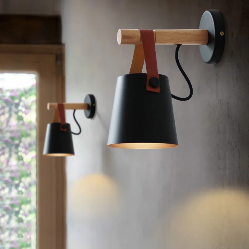 LED-Wall-Lamps-Abajur-for-Living-Room-Wall-Sconces-Light-E27-Nordic-Wooden-belt-Wall-Light