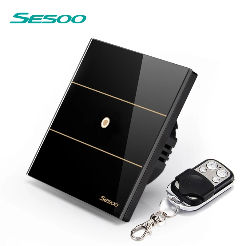 

SESOO Touch Wall Switch 1 Gang 1 Way SY5-01 Black Touch Light Switch RF433 Remote Control Switch 170-240V