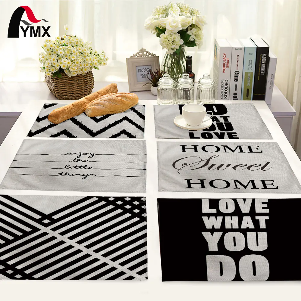 

Geometry Pattern Table Mat Letters Stripe Printing Table Napkin Polyester Cotton Placemat Kitchen Decoration Dining Accessories