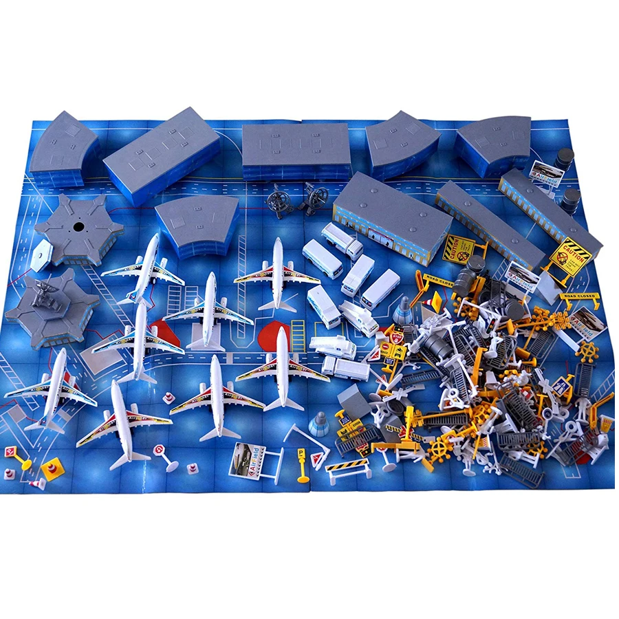 Международный аэропорт в собранном виде игрушка, самолеты и транспортных средств 200 штук с трёхмерными чертёжами Playset имитации сцены обучающая модель комплект