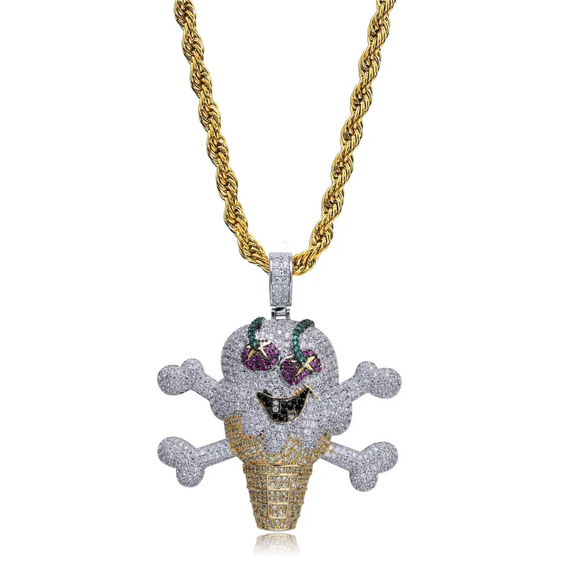 OMYFUN Custom Made Pendant Necklace Hip Hop Bling Joyas Full CZ Iced Pendants Ice Cream Skull Pendant Cool Men Jewelry Dropship OMYFUN Custom Made Pendant Necklace Hip Hop Bling Joyas Full CZ Iced Pendants Ice Cream Skull Pendant Cool Men Jewelry Dropship