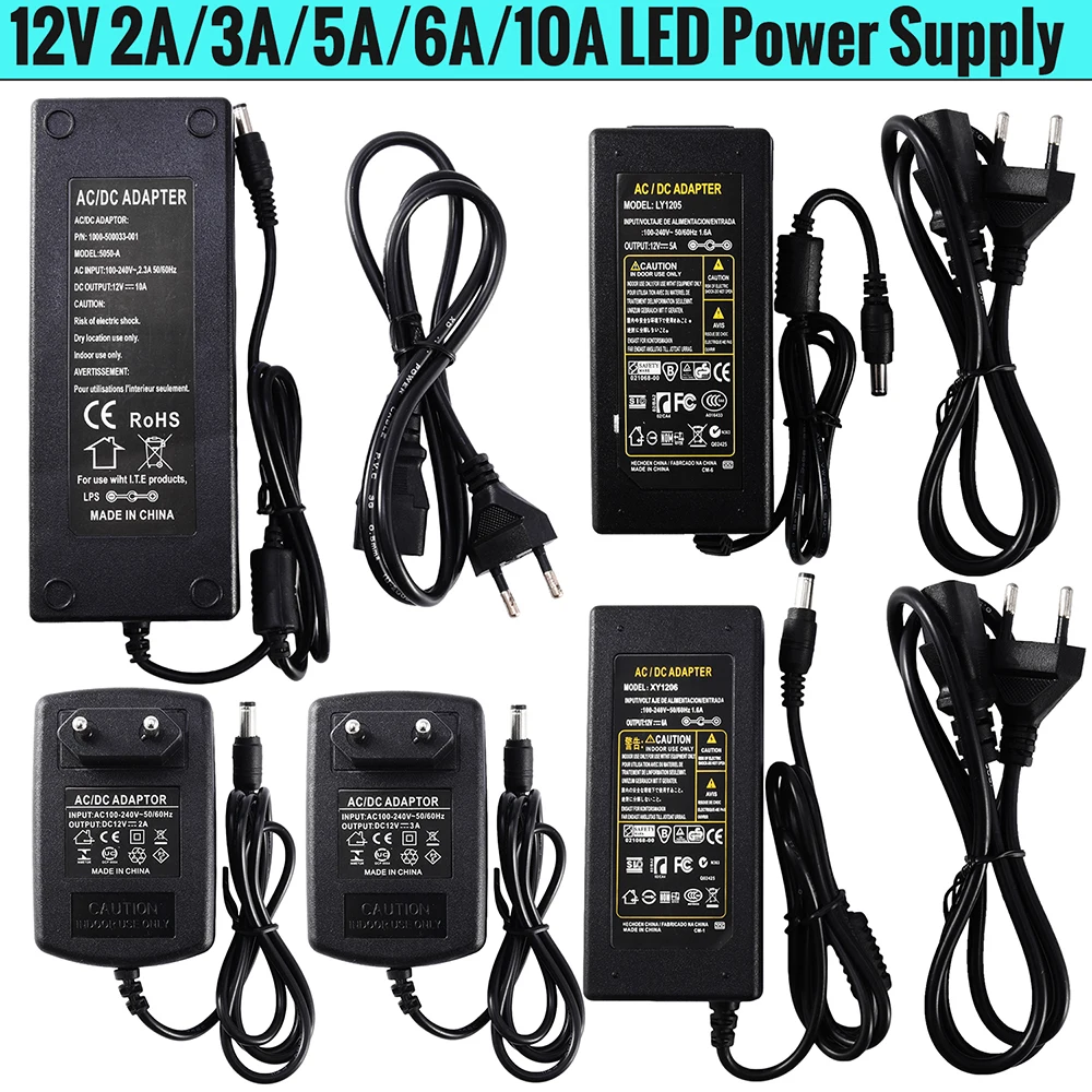 

12V 2A 3A 5A 6A 10A Power AC 100V 240V to lighting transformers Power Supply Adapter Converter Charger For LED Strip light D25