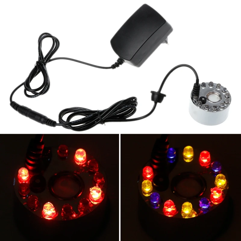 

Ultrasonic Mist Maker 12-LED Fogger Water Atomizer Air Humidifier EU Plug Humidifier Accessory