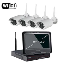 Aokwe Новое поступление 4ch Открытый День Ночь камеры безопасности системы 1080 P реальный Wi-Fi Беспроводной NVR комплект с 10.1'' ЖК-дисплей Экран