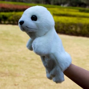 をキャンディス郭 スーパーかわいいベビーぬいぐるみ動物のハンドパペット白アシカ 海犬ベビーキッズ物語誕生日 Gfit の 1 ピース Animal Hand Puppets Hand Puppetplush Animal Hand Puppet Aliexpress
