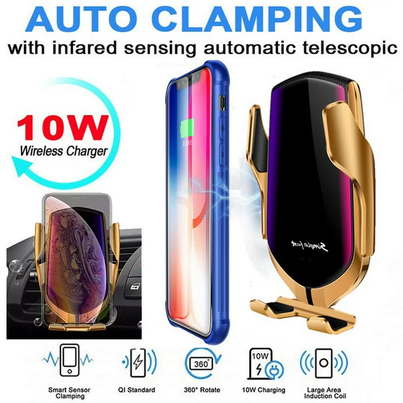 

10W Qi Wireless Car Charger For iPhone XR XS Max Automatic Clamping Fast Charging Mount For Huawei Samsung S8 S9 S10 Smart Phone