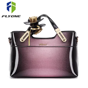 

High Quality Luxury Patent Leather Women Handbags with Flowers Women Bag Handbag Ladies Shoulder Bags Elegant Female Tote Clutch