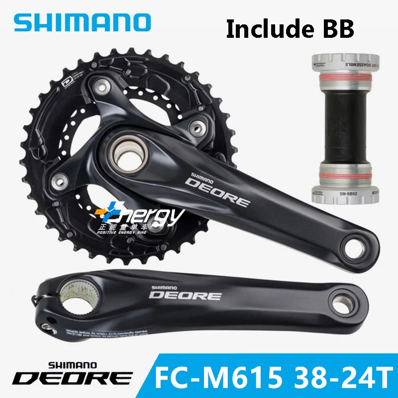 SHIMANO DEORE FC-M610 Кривошип горного велосипеда набор Алюминиевый сплав Кривошип Звездочка 42-32-24T MTB зубная пластина включая ось BB - Цвет: 2X10 Including BB