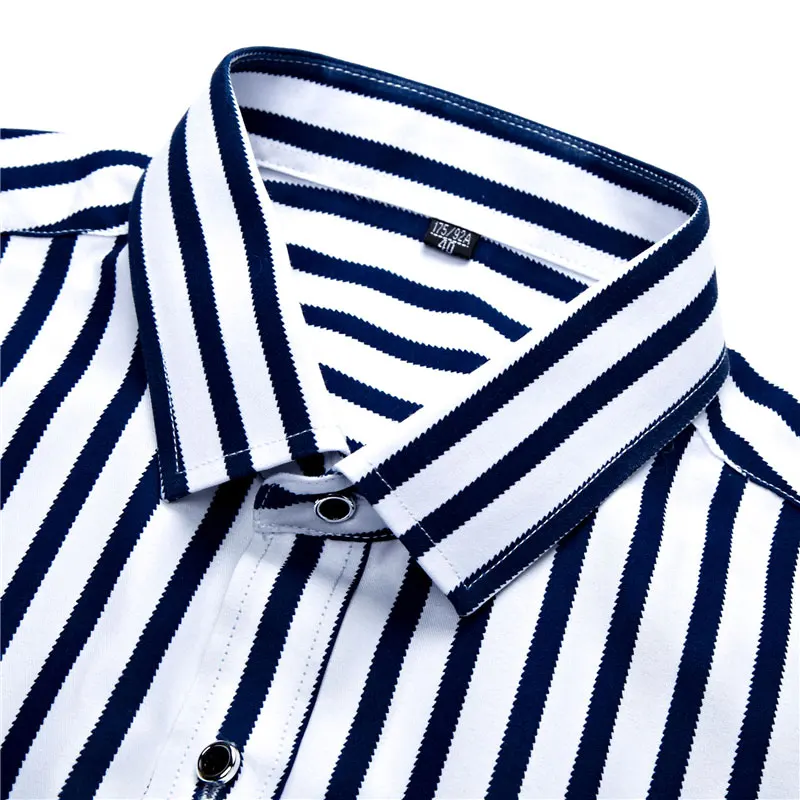 R.N.J. Brand Classic Bi-color Striped Shirts Mens Clothes 2018 Long Sleeve Mens Dress Shirts Casual Slim fit Men Social Shirt