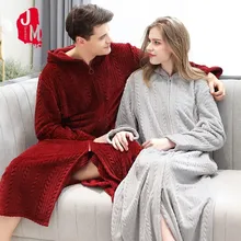 Женские теплые халаты на молнии, бархатный длинный халат, фланелевая ночная рубашка для мужчин и женщин, утолщенный фланелевый Халат-кимоно