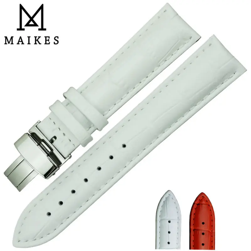 MAIKES складной ремешок для часов с пряжкой 14 мм 16 18 20 22 красный из натуральной