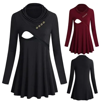 

Pregnant women shirt care clothes cotton ladies care pregnant women long-sleeved shirt breastfeeding sweatshirt clothes