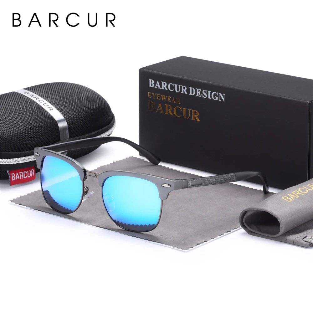 Tanie BARCUR męskie okulary aluminiowe spolaryzowane męskie okulary okulary klasyczne Punk gafas óculos de sol masculino