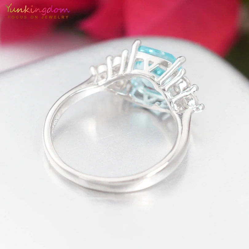 Yunkingdom Silver Color Crystal Engagement Rings Womens Girls Fashion Wedding Jewelry Wholesale/Retail K2108