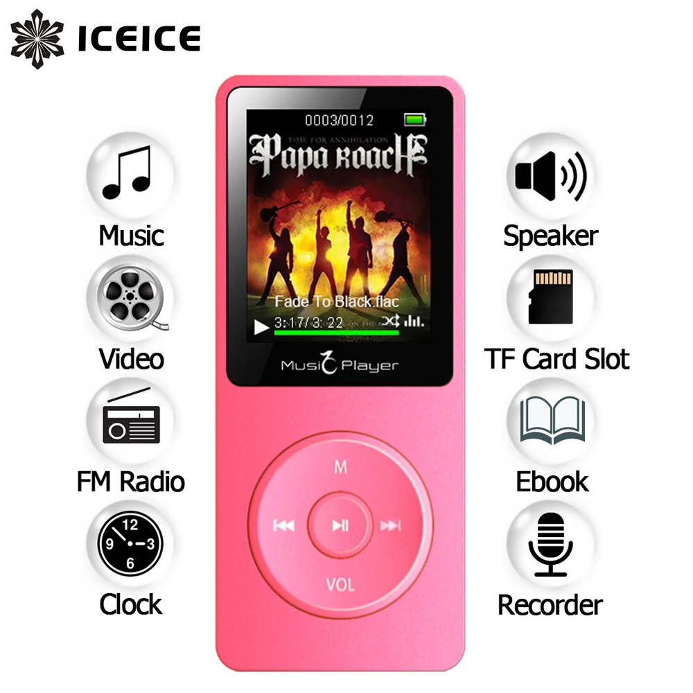 

ICEICE MP3 Player with built-in Speaker 1.8 Screen Sports MP3 hi fi fm radio mini sport MP 3 music player portable metal walkman