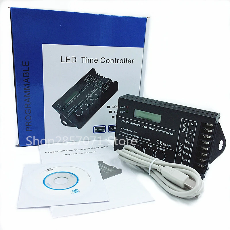 

TC420 RGB LED Controller Time 5 Channel Total Output 20A Common Anode Programmable for led strip module DC12V/24V
