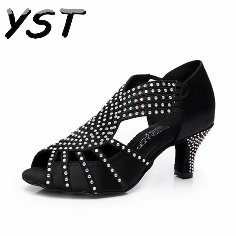 Buy Woman's Ballroom Latin Dance Shoes Black Rhinestone Lady Adult Salsa