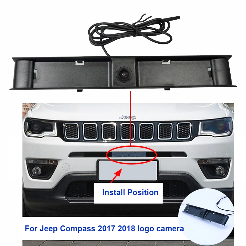 600L CCD камера ночного видения автомобиля с логотипом спереди для Jeep Compass камера положительного изображения помощь при парковке