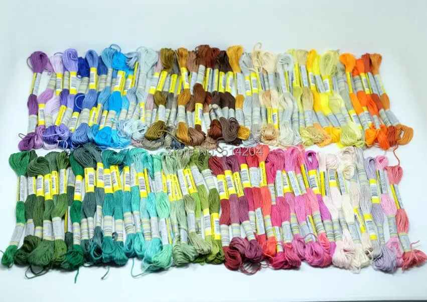 Белый серый цвета 12 Моток двойная Мерсеризация шесть нитей вата крест нитки для