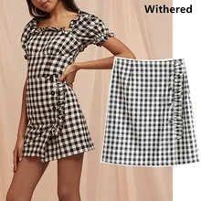 Withered skirts women england style harajuku ruffless plaid panelled mini sexy faldas mujer moda skirts womens
