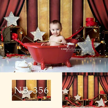 

Photography Backdrops Newborn Red Curtain Flash Stars Photographic Background Baby Shower Decorations Photocall Photo Studio