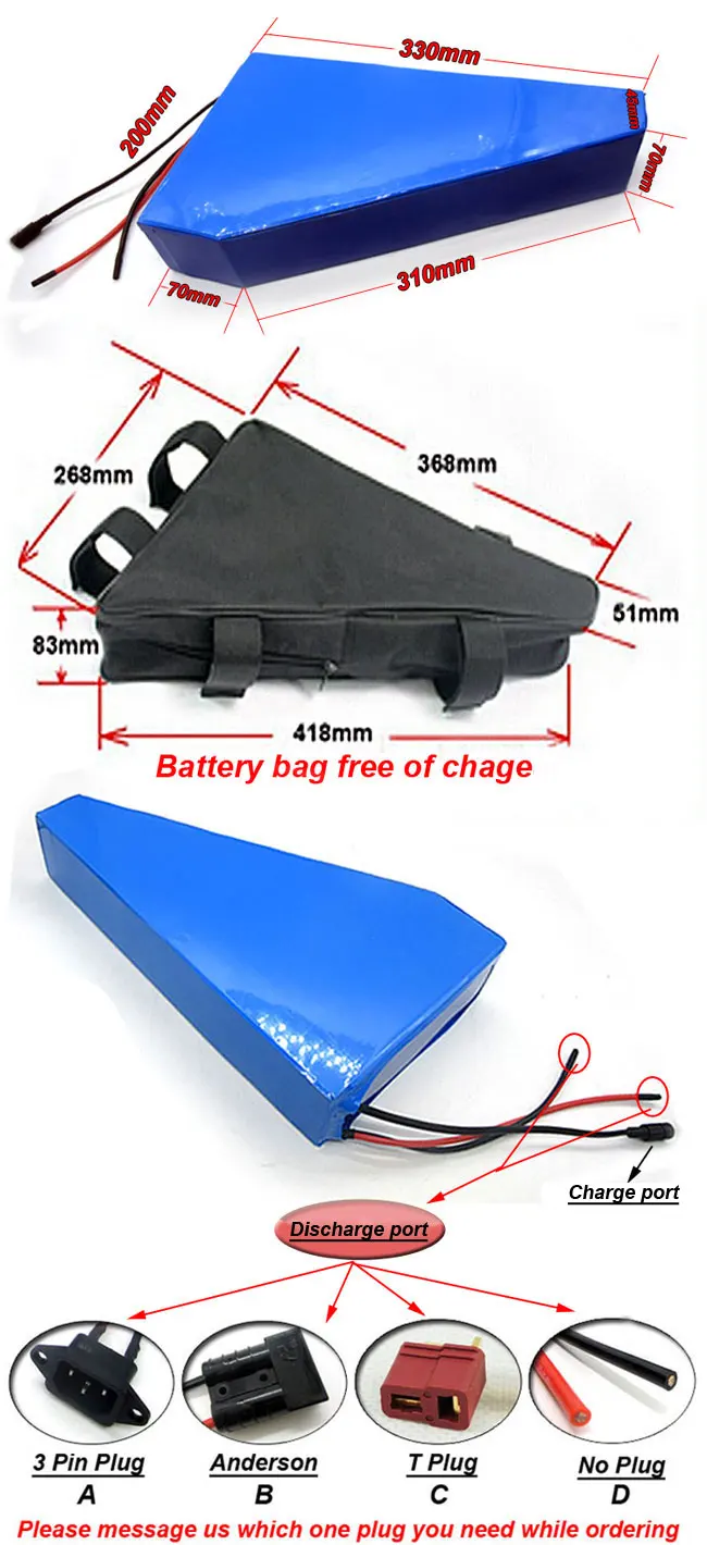 Discount 60V 20Ah 1000W Electric Bike Battery E Scooter Battery Triangle Lithium Ion Battery Pack For Electric Bicycle Motor Bike No Tax 3