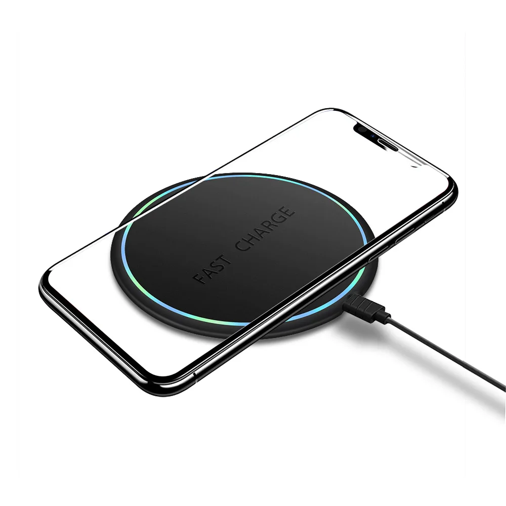 Беспроводное зарядное устройство FDGAO 10 Вт для iPhone X XS Max XR 8 Plus samsung S10 S9 Note 9 8 Mini быстрое зарядное устройство QI Беспроводная зарядная площадка - Цвет: Черный