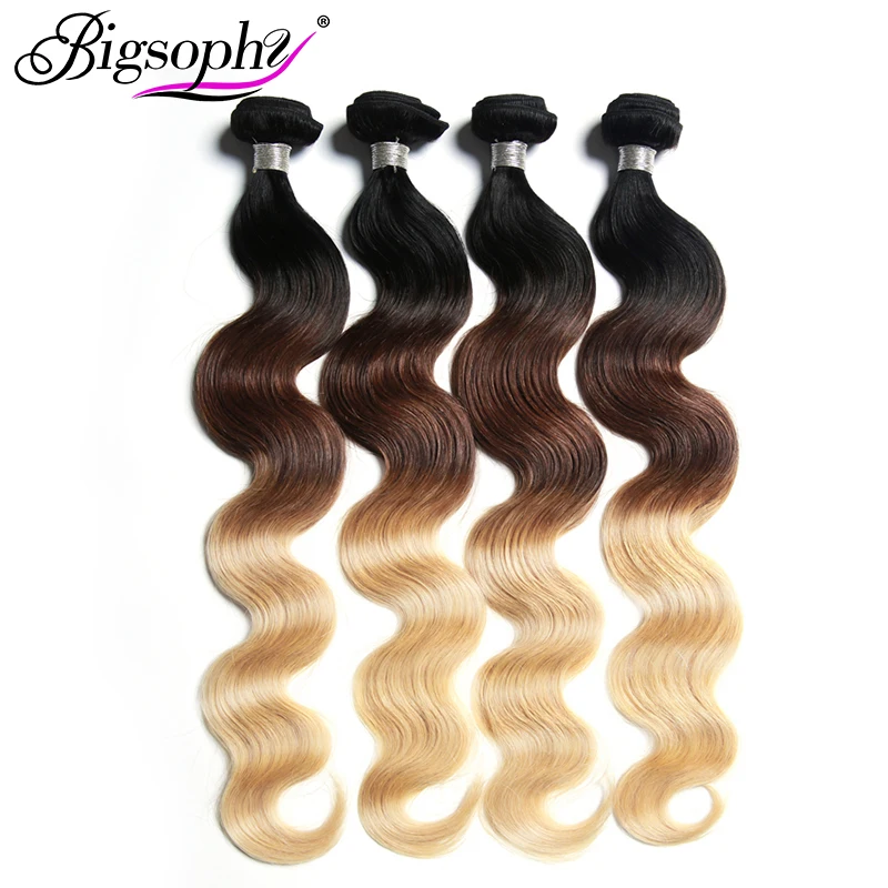 

Bigsophy Malaysian Hair Weave Bundles Human Hair Bundles Body Wave 4pcs Deal Remy Hair Extensions Ombre Color 3 Tone T1B/4/27