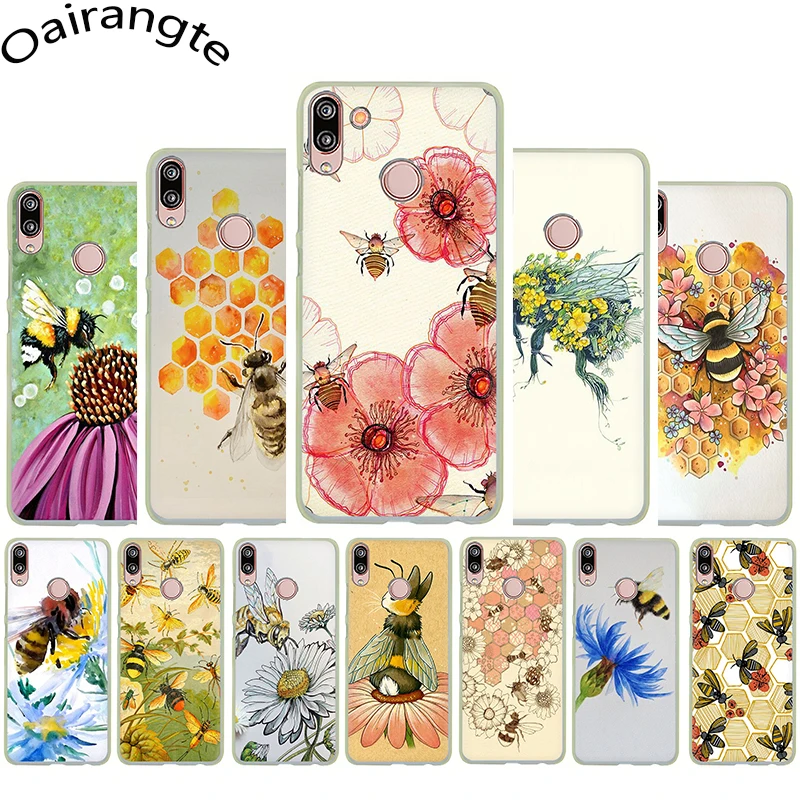 

Cute animal bee flowers Hard Phone Cover Case for Huawei P8 P9 Lite Mini P10 P20 P30 Lite Pro P Smart Z Plus