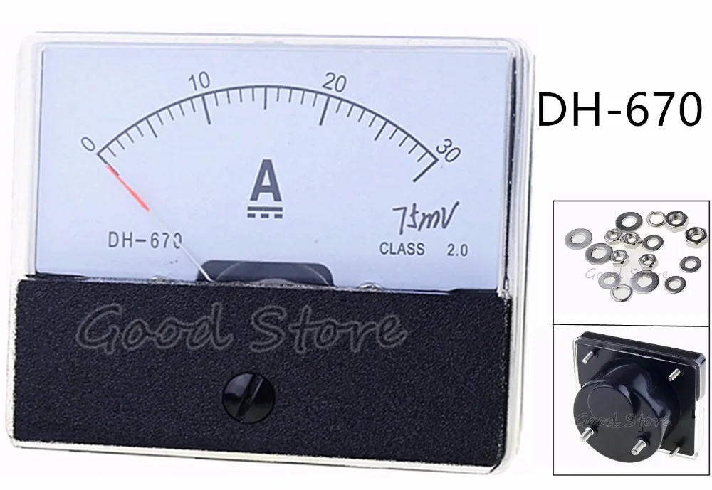 

DC DH-670 1A 2A 3A 5A 10A 15A 20A 30A 50A 75A Analog Panel Meter Ammeter Gauge