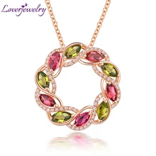 LOVERJEWELRY, женские вечерние подвески, дизайн, 18 К, розовое золото, бриллиант, цветной турмалин, подвеска для девочки, хорошее ювелирное изделие, школьный подарок