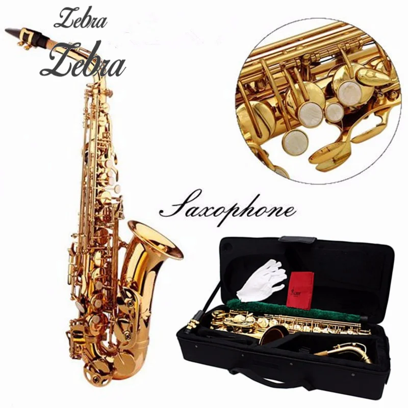 

Zebra Paint Gold Alto Eb Golden Saxophone Sax With Case For Woodwind Mucical Instruments Lover Gift