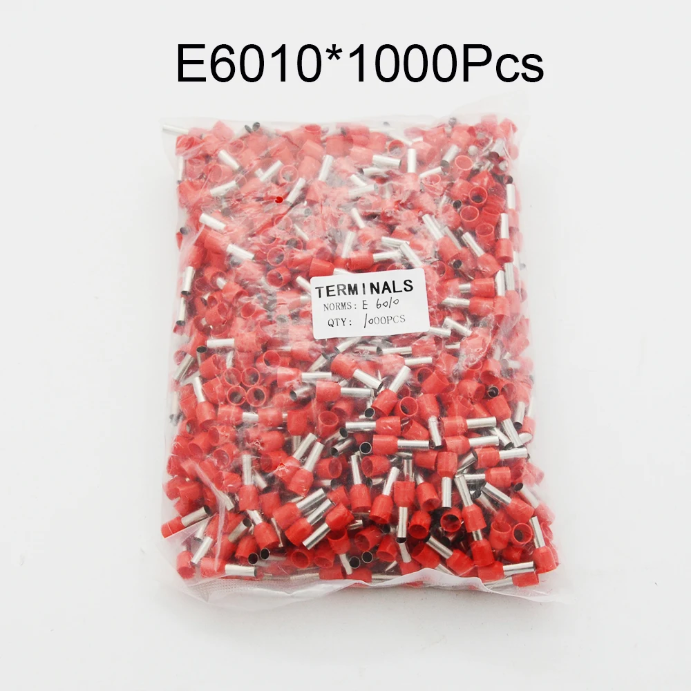 

Hot sale 1000Pcs E6010 AWG 6mm2 Crimp Cord End Terminal Insulated Bootleg Clip Connector