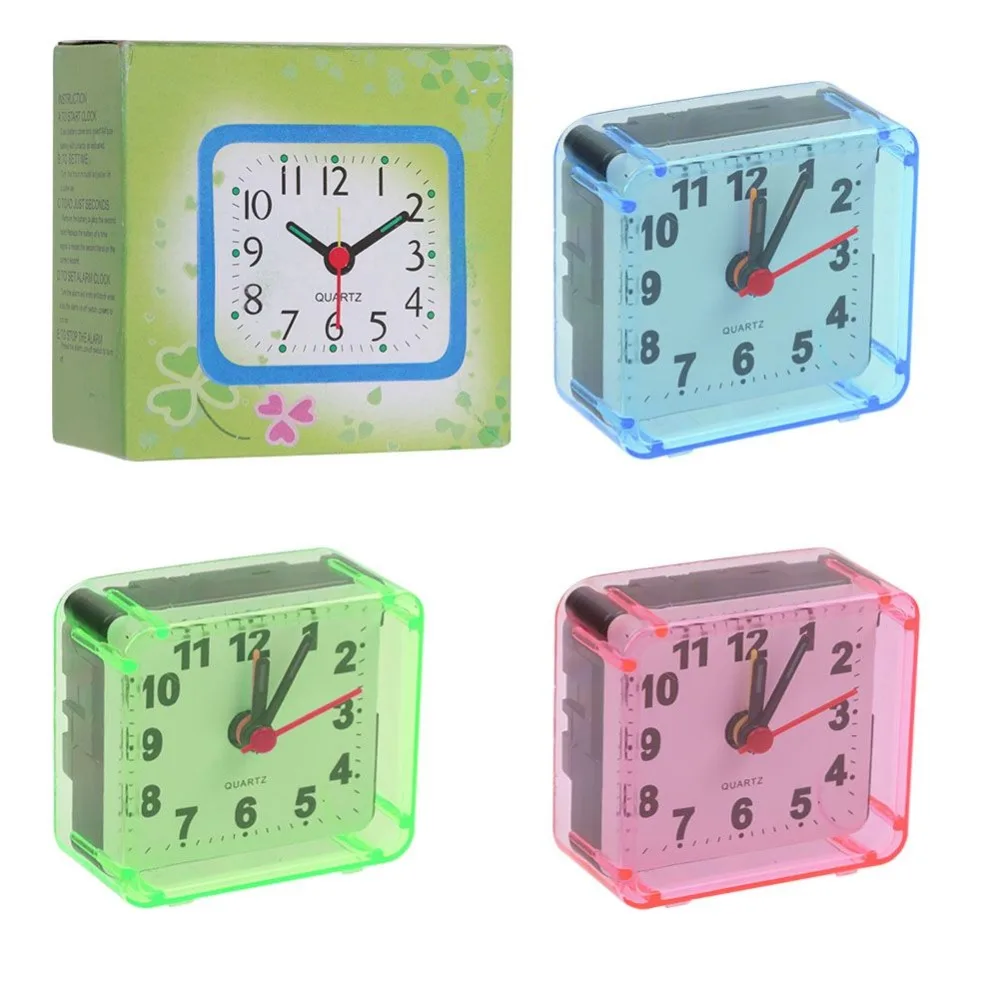 4 Colors Silent no ticking Alarm Clock Portable Cute Square Small Bed Compact Travel Quartz Beep Alarm Clock Plastic 4 Colors Silent no ticking Alarm Clock Portable Cute Square Small Bed Compact Travel Quartz Beep Alarm Clock Plastic