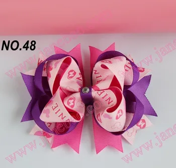

free shipping 500pcs 4.5'' two layer funky hair bows boutique hair clips chevron hair bows hair clips