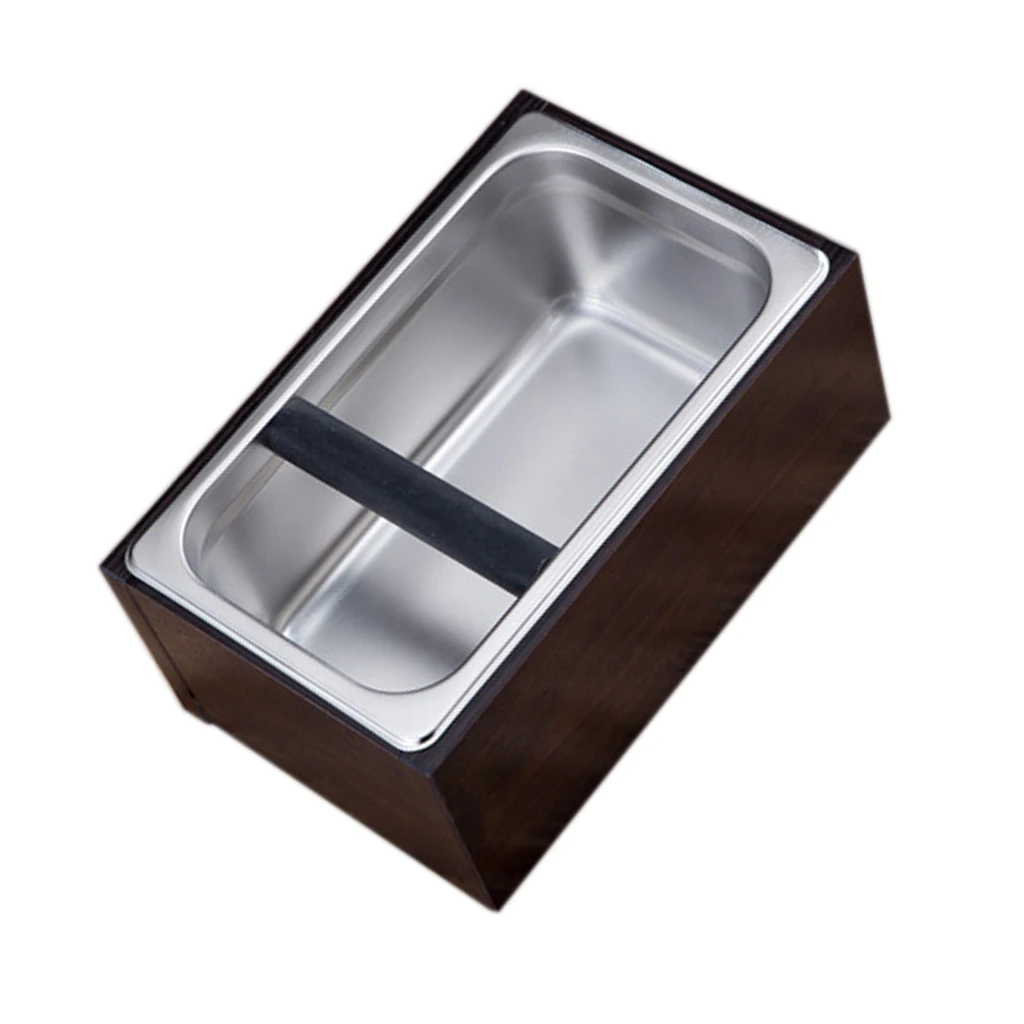 Stainless Steel Coffee Grounds Knock Out Box Espresso Waste Bin Holder