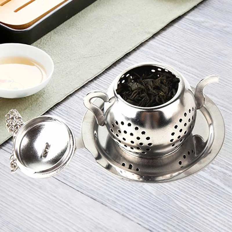 Cute Stainless Steel Tea Strainer Teapot Shape Tea Leaf Infuser Durable Tea Ball Herb Spice Filter Tea Accessories Lovely Gifts (1)