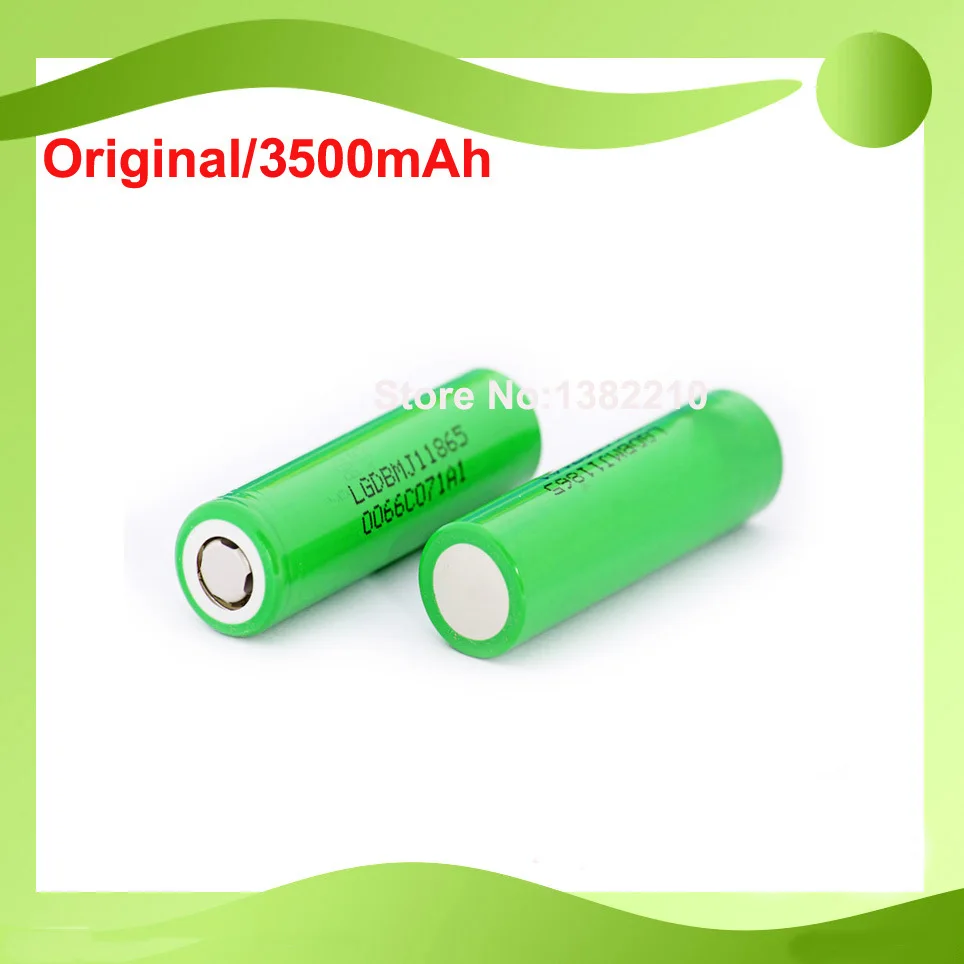 

Free shipping!!2PCS/LOT Word Record 18650 3.6V inr18650 MJ1 3500mAh continuous 10A discharge battery for LG mj1