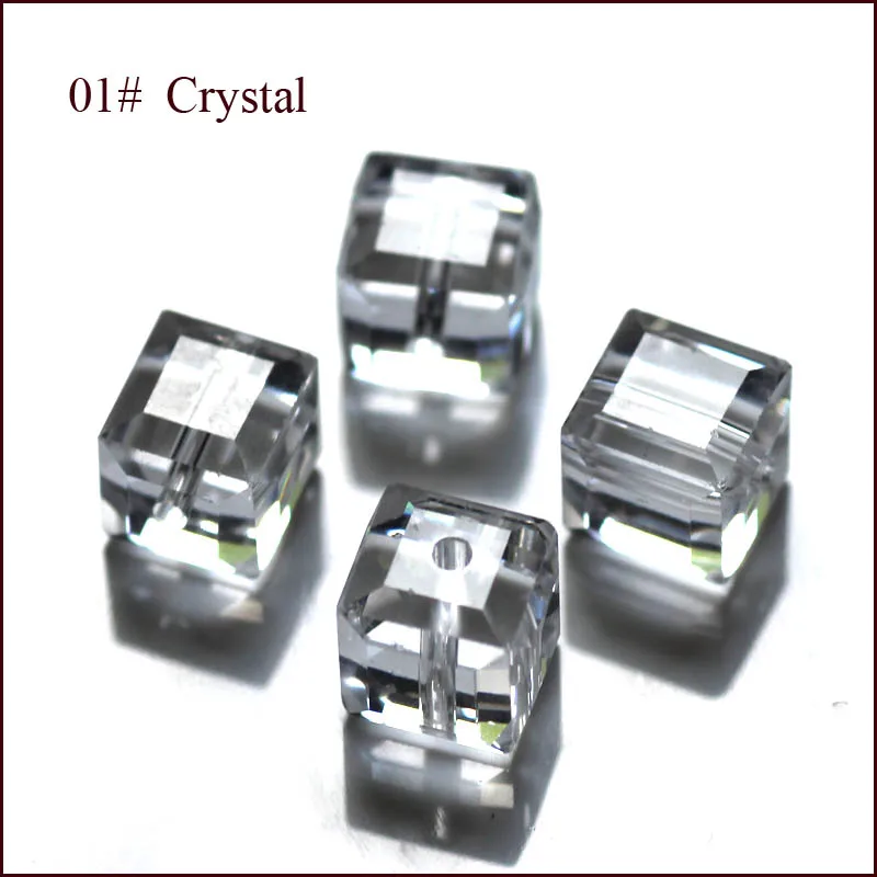30fa 100 шт./пакет 4 мм 6 мм 8 мм кристалл бусины грановитая квадратной формы куб широкий бусины в ювелирное дело многоцветные - Цвет: crystal