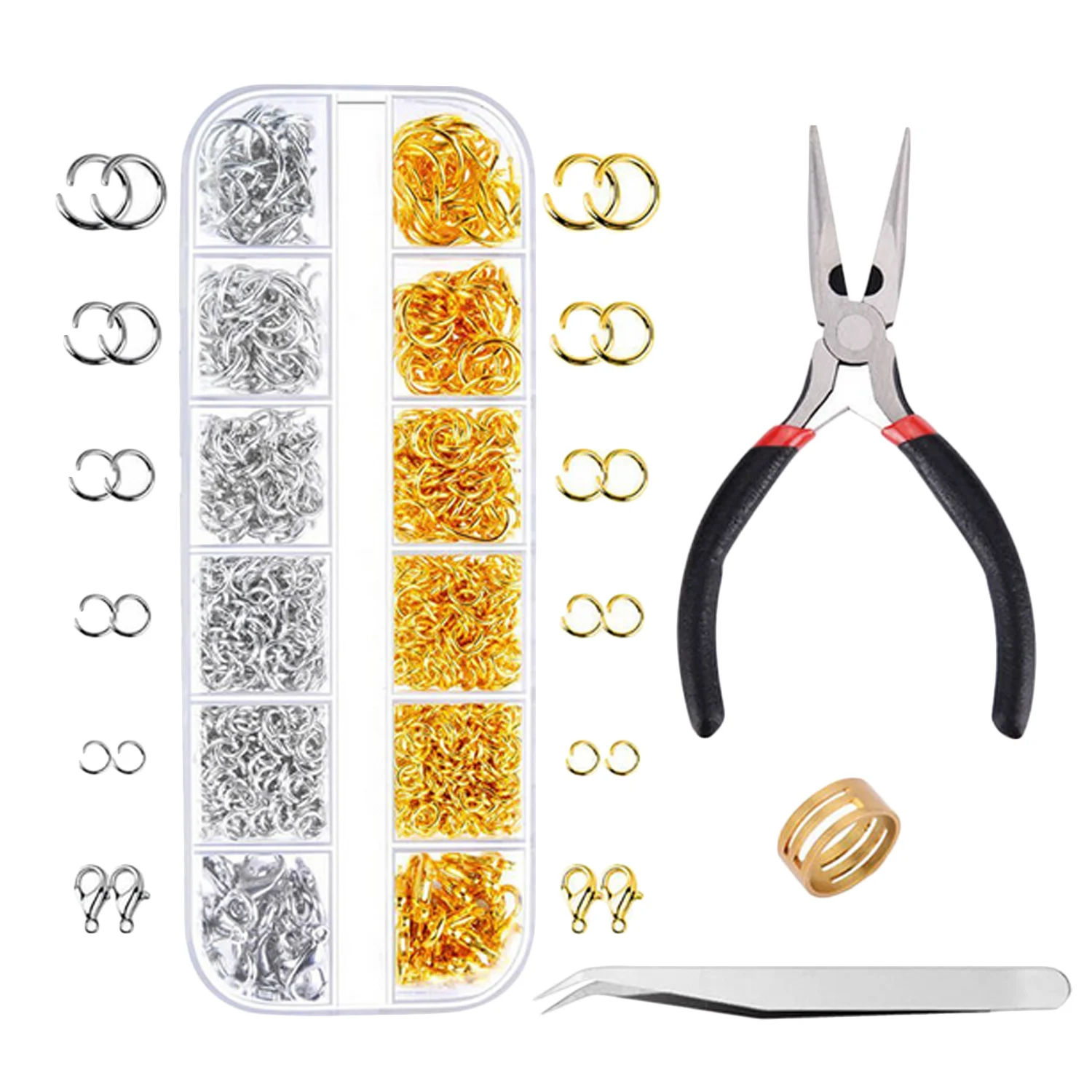 

2000PCS Lobsters Clasps And Jump Rings Set with Pliers Tweezers Ring for DIY Earrings Necklaces Jewelry Making Supplies Repair