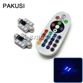 

PAKUSI RGB Car LED Interior Light Reading Lamp For Chevrolet Ford VW Mini for universal car accessories 6 SMD 39mm Double Tip