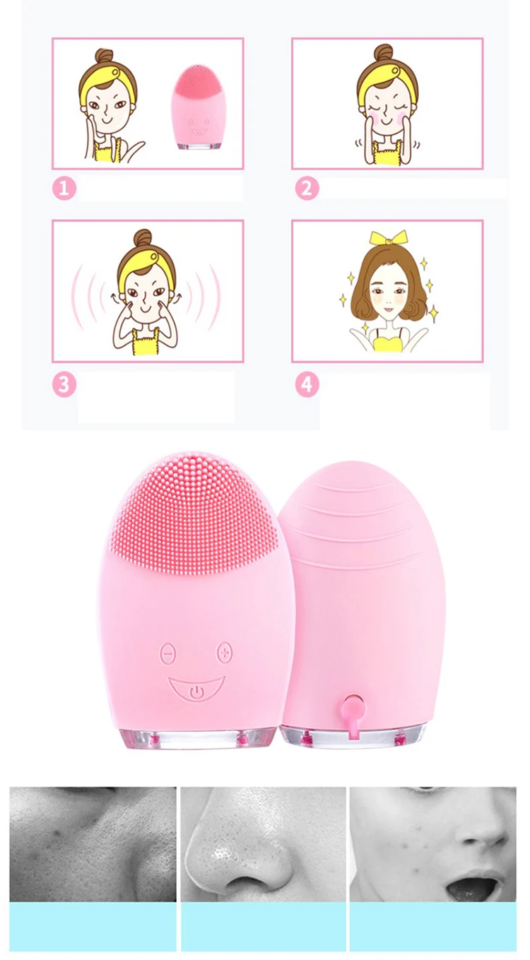 Face Cleaning Mini Electric Massage Brush Washing Machine Waterproof Silicone Cleansing Tool3