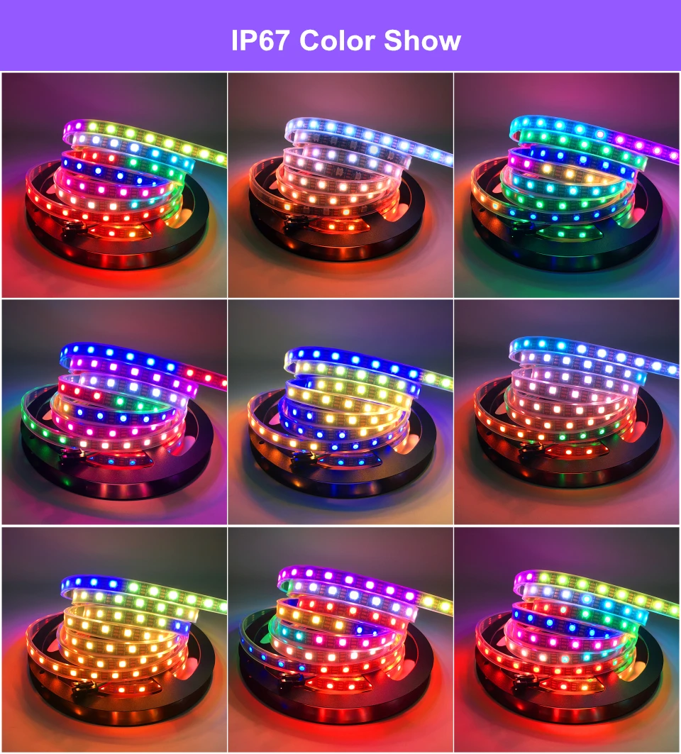 0 5 м 1 2 3 4 WS2812B 30/60/144 светодиодов/м пикселей 5050 rgb индивидуально адресуемых