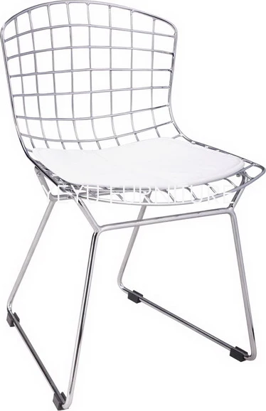 Детский стул с проволокой, детский стул Bertoia, детский стул, минималистичный современный столик для кормления малыша, современный классический дизайн, популярный хромированный стул - Цвет: Chromed white pad