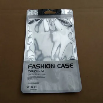 

13.5*22.5cm Plastic Zipper Clear Silver Retail Packaging Bag For iphone6s 4.7/5.5 7/7plus Samsung S5 S6 c6/c7 mobile Case packag