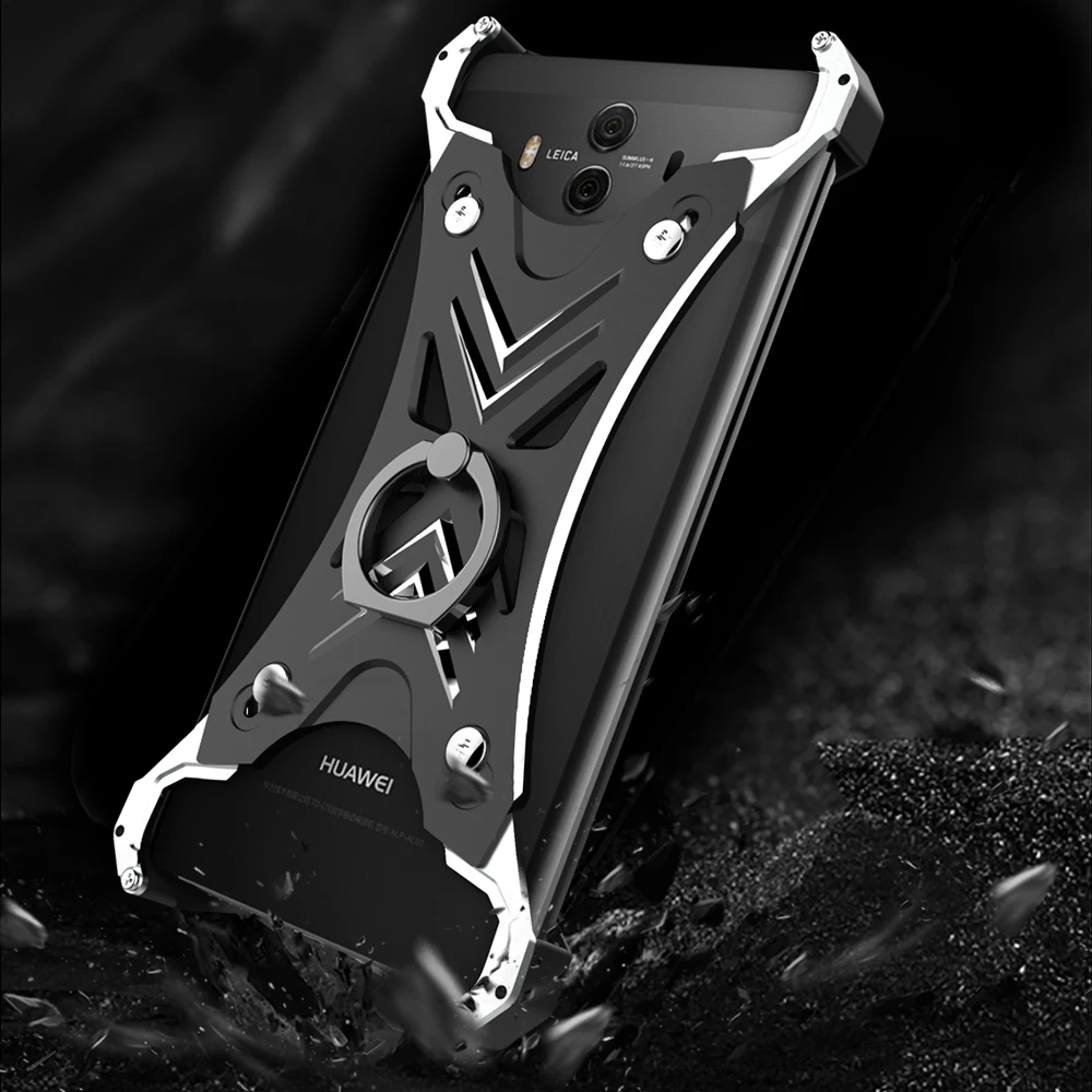 

Adjustable Metal Bumper Protector Case For Huawei Mate 10 Pro Mate10 Hard Cover Finger Ring Kickstand Heat Dissipation Fashion