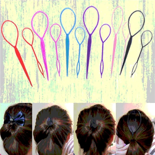 

Hot 2pcs Fashion Plastic MagicTopsy Tail Hair Braid Ponytail Styling Maker Styling Tool